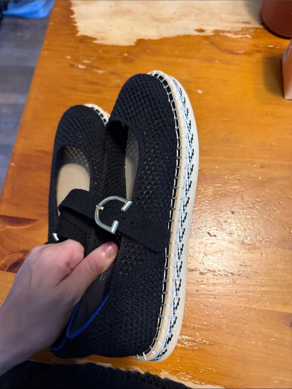 Rothy's Black espadrille mary jane flats size 9 never worn